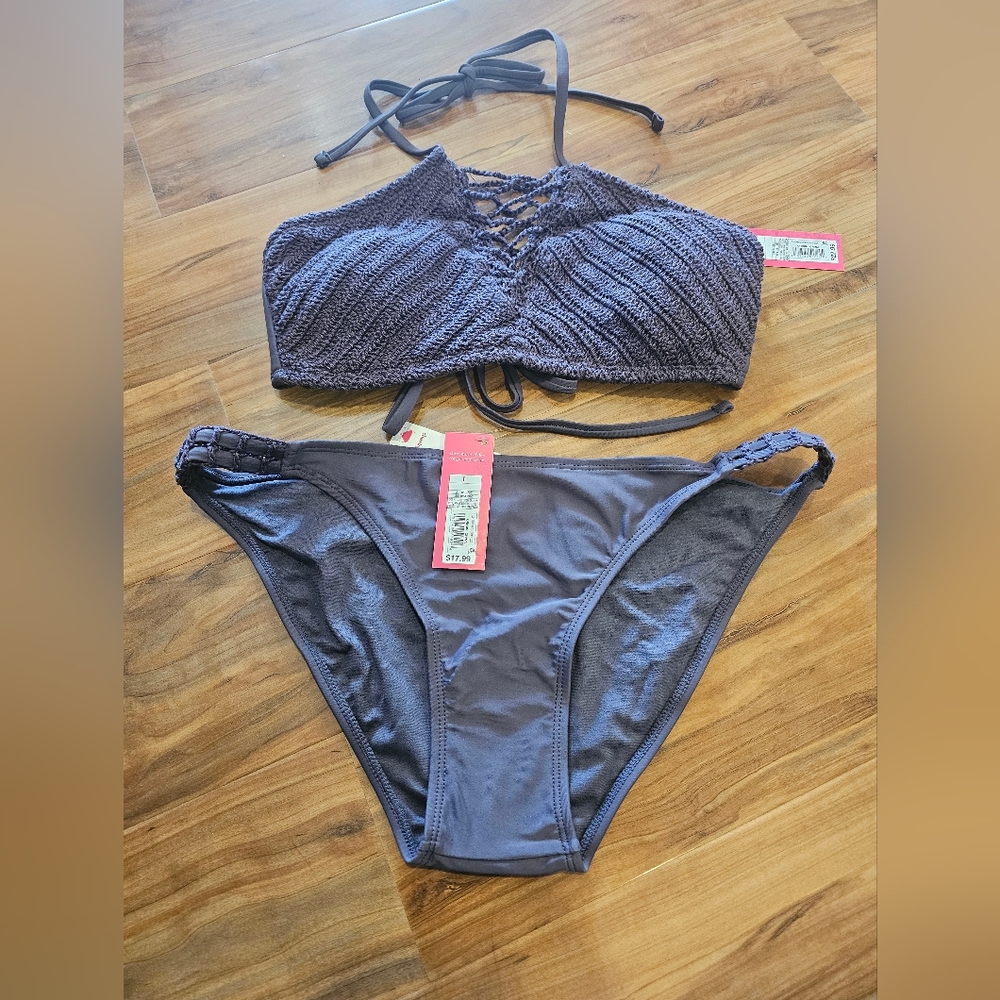 Purple Knit Top Bikini Set
